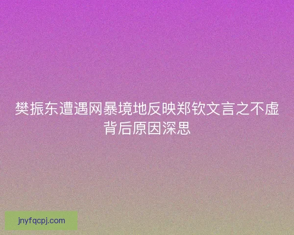 樊振东遭遇网暴境地反映郑钦文言之不虚背后原因深思