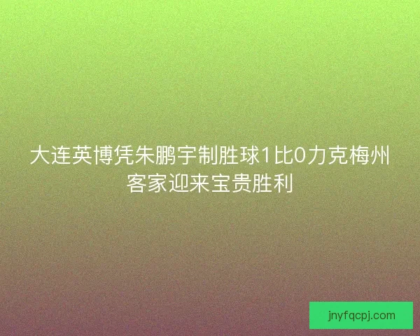 大连英博凭朱鹏宇制胜球1比0力克梅州客家迎来宝贵胜利