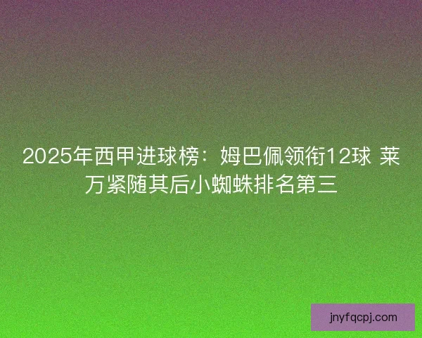 2025年西甲进球榜：姆巴佩领衔12球 莱万紧随其后小蜘蛛排名第三